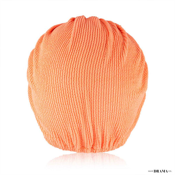 Neon Orange Ribbed Turban with Starfish Metal Broach