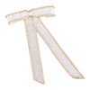 Satin Ribbon Pearl Hair Bow - Off-White