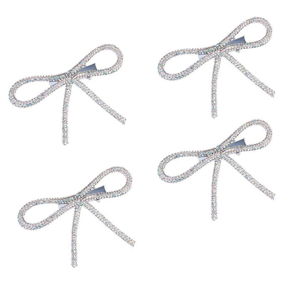 Holographic Crystal Hair Bows Alligator Clip - Set of 4