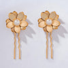 Set of 2 Floral Pearl U Pins - Gold