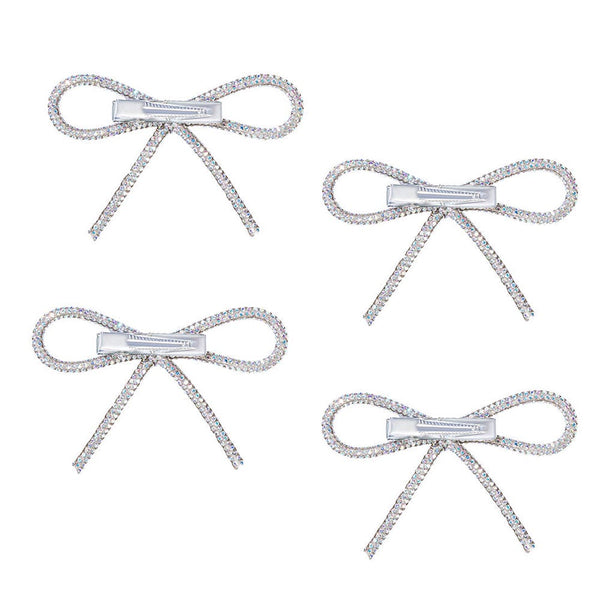 Holographic Crystal Hair Bows Alligator Clip - Set of 4