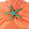 Neon Orange Ribbed Turban with Starfish Metal Broach
