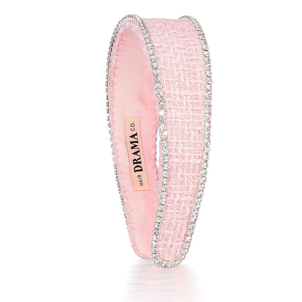 HDC x Emily in Paris Light Pink Tweed Crystal Flat Hair Band