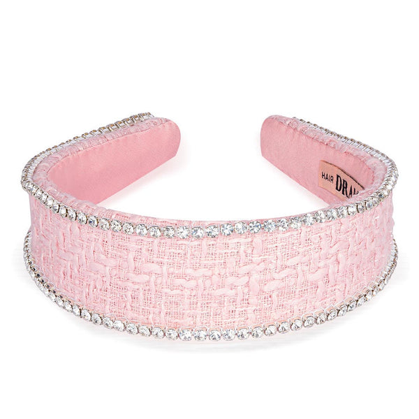 HDC x Emily in Paris Light Pink Tweed Crystal Flat Hair Band