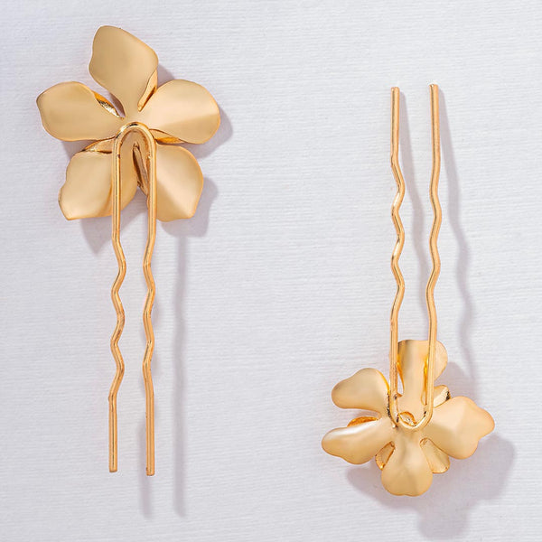 Set of 2 Iris Pearl U Pins - Gold