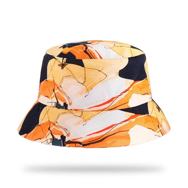 Abstract Print Bucket Hat - Yellow & Orange