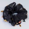 Oversized Organza Scrunchie with Charms - Black