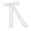 Satin Ribbon Crystal Hair Bow - Off-White
