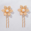 Set of 2 Blossom Pearl U Pins - Gold