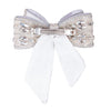 Embellished Crystal Hair Bow Barrette Clip - Silver