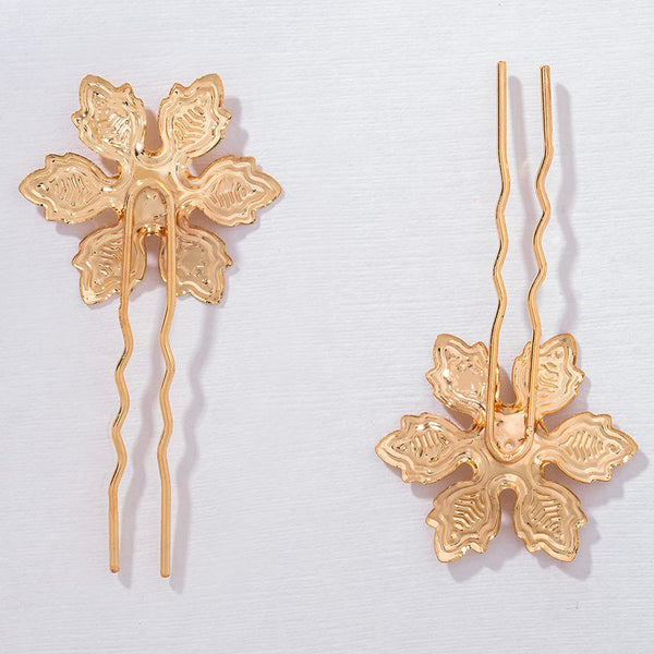 Set of 2 Blossom Pearl U Pins - Gold