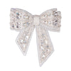 Embellished Crystal Hair Bow Barrette Clip - Silver