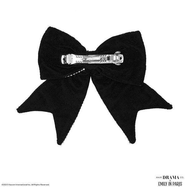 HDC x Emily in Paris Dazzling Noir Velvet Hair Bow Barrette Clip - Black