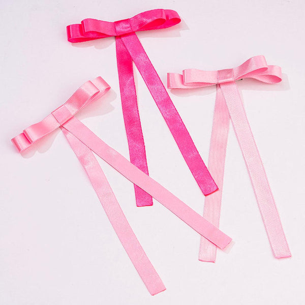 Pretty Pinks Satin Ribbon Hair Bows - Set of 3