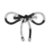 Crystal Hair Bow Barrette Clip - Silver & Black