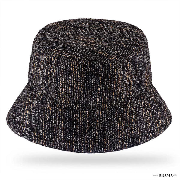 Black and Gold Tweed Bucket Hat