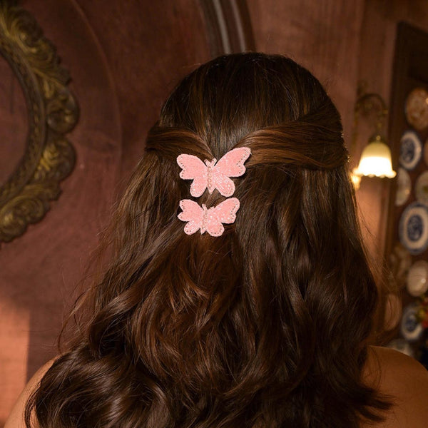 Butterfly Hair Pins - Set of 2 - Peach