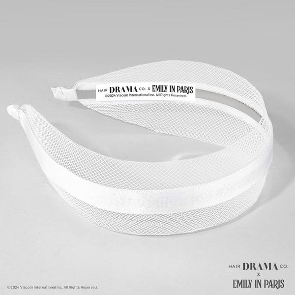 HDC x Emily in Paris Mesh Hair Band with Ribbon - White