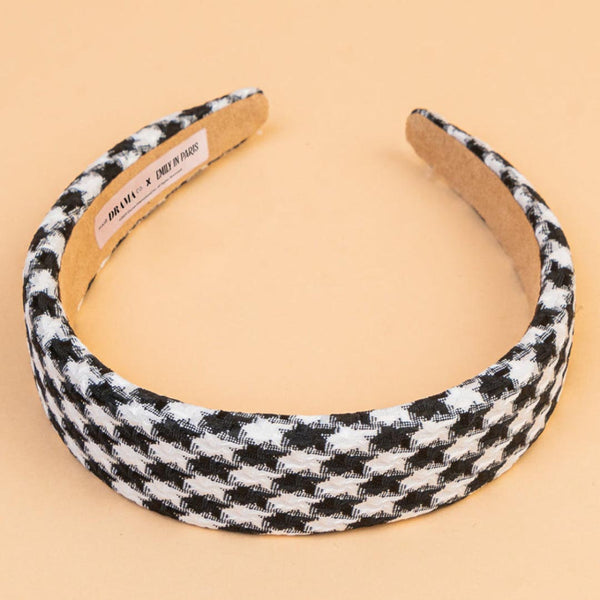 HDC x Emily in Paris Houndstooth Puff Hair Band with Heart Charm - Black & White