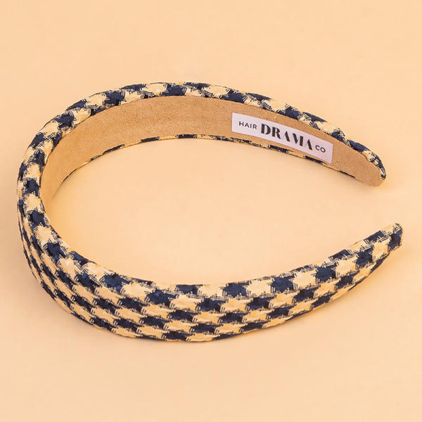 HDC x Emily in Paris Houndstooth Puff Hair Band with Heart Charm - Blue & Biege