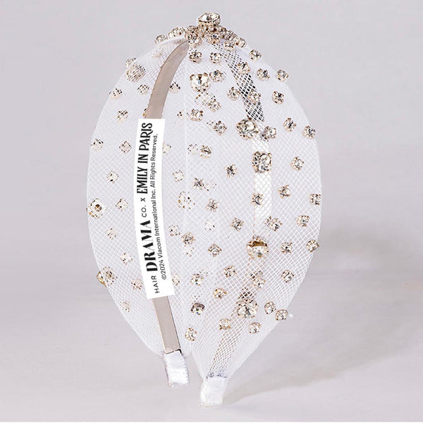 HDC x Emily in Paris Crystal Mesh Knotted Hair Band - White