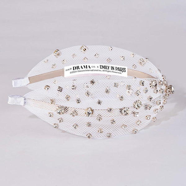 HDC x Emily in Paris Crystal Mesh Knotted Hair Band - White