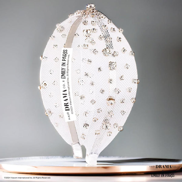 HDC x Emily in Paris Crystal Mesh Knotted Hair Band - White