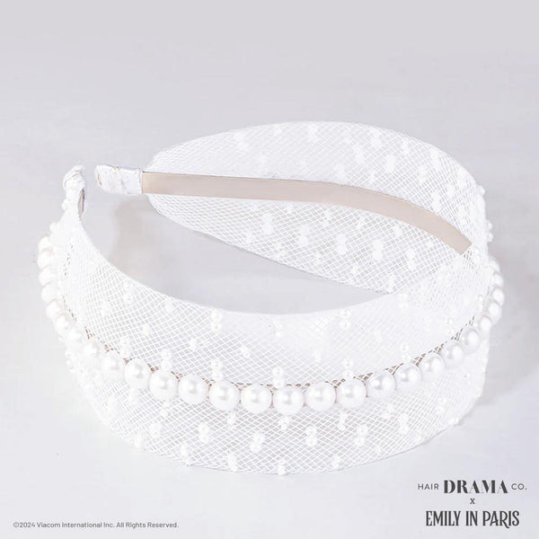 HDC x Emily in Paris Pearl Mesh Hair Band - White