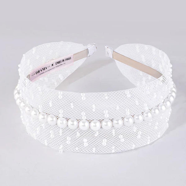 HDC x Emily in Paris Pearl Mesh Hair Band - White