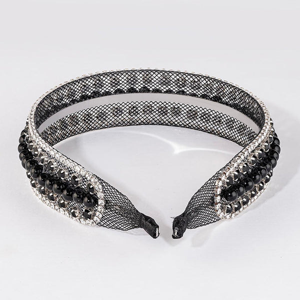 HDC x Emily in Paris Crystal & Pearl Mesh Hair Band - Black