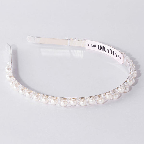 White Pearl and Crystals Hair Band