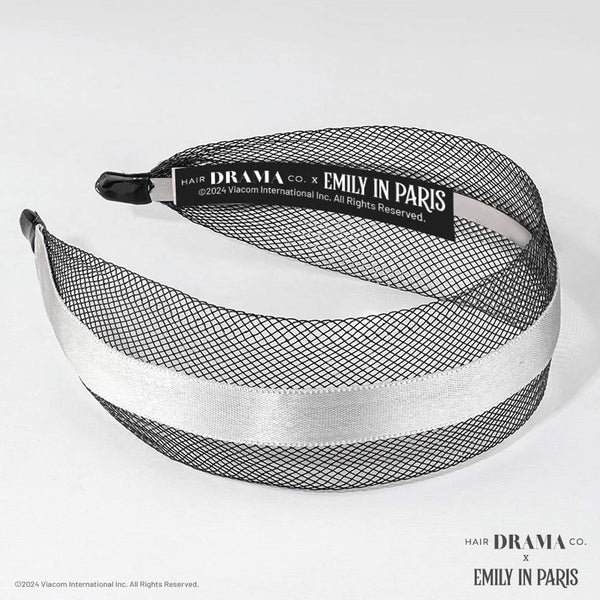HDC x Emily in Paris Black Mesh Hair Band with Silver Ribbon