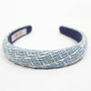 Tweed Puff Hair Band - Blue & White