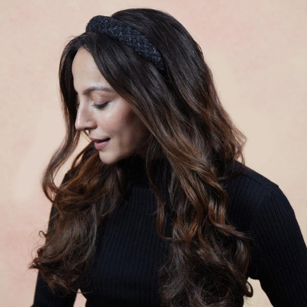Tweed Puff Hair Band - Black