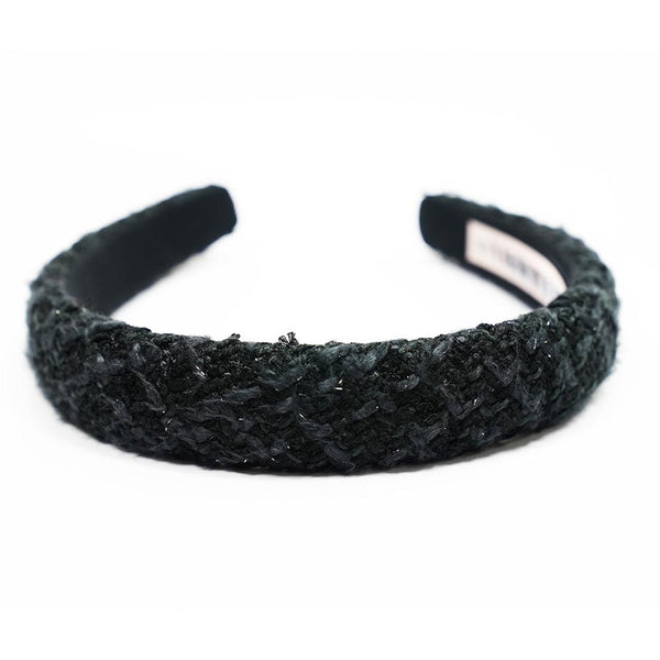 Tweed Puff Hair Band - Black