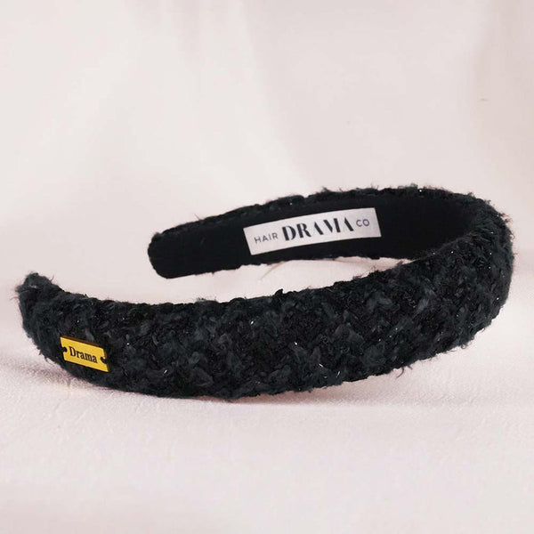 Tweed Puff Hair Band - Black