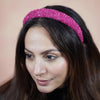 Tweed Puff Hair Band - Hot Pink