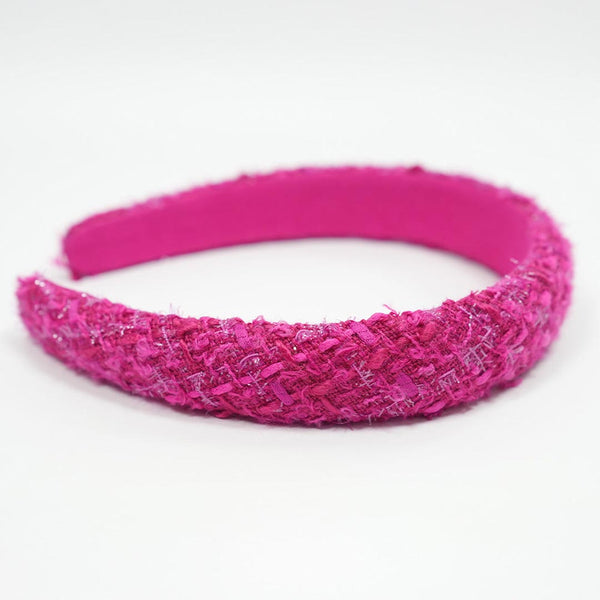 Tweed Puff Hair Band - Hot Pink