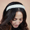 Tweed Puff Hair Band - White
