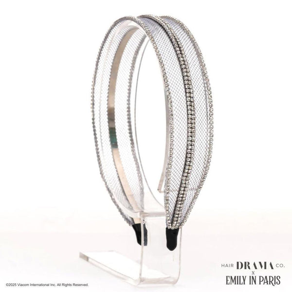 HDC x Emily in Paris Mesh Hair Band with Crystals - Grey