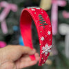 Christmas Silk Satin Flat Headband - Red