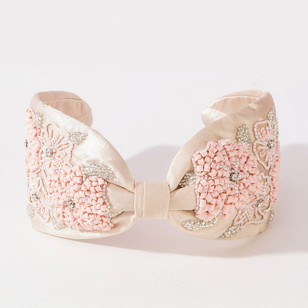 Peony Embellished Knotted Hair Band - Pink