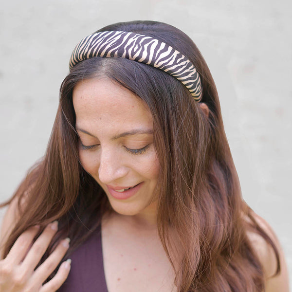Zebra Puff Hair Band - Brown