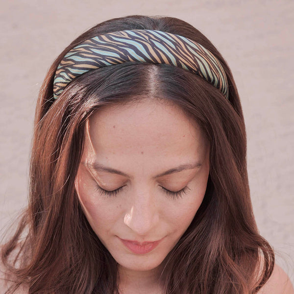 Zebra Puff Hair Band - Green