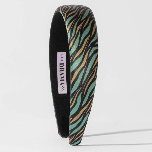 Zebra Puff Hair Band - Green