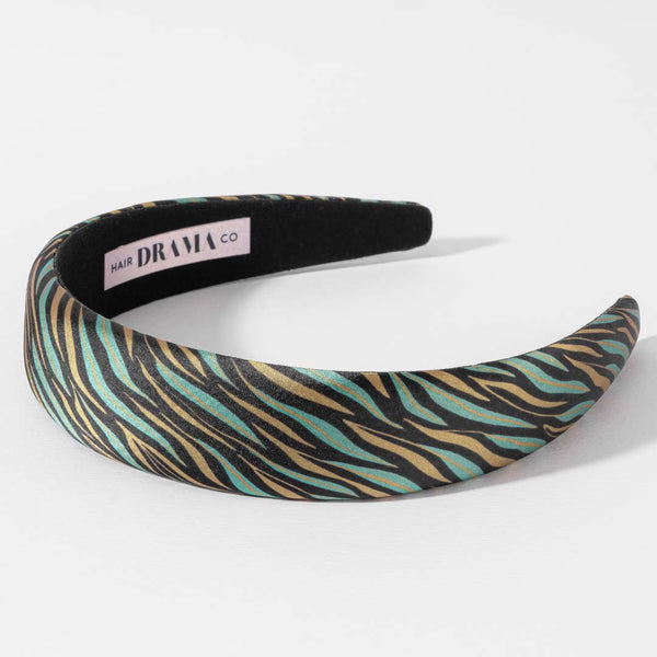 Zebra Puff Hair Band - Green