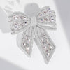 Embellished Crystal Hair Bow Barrette Clip - Silver