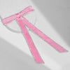Satin Ribbon Crystal Hair Bow - Pink
