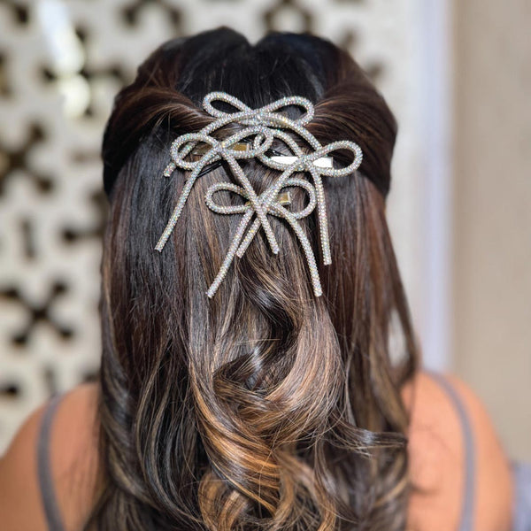 Holographic Crystal Hair Bows Alligator Clip - Set of 4
