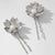 Set of 2 Floral Pearl U Pins - Silver
